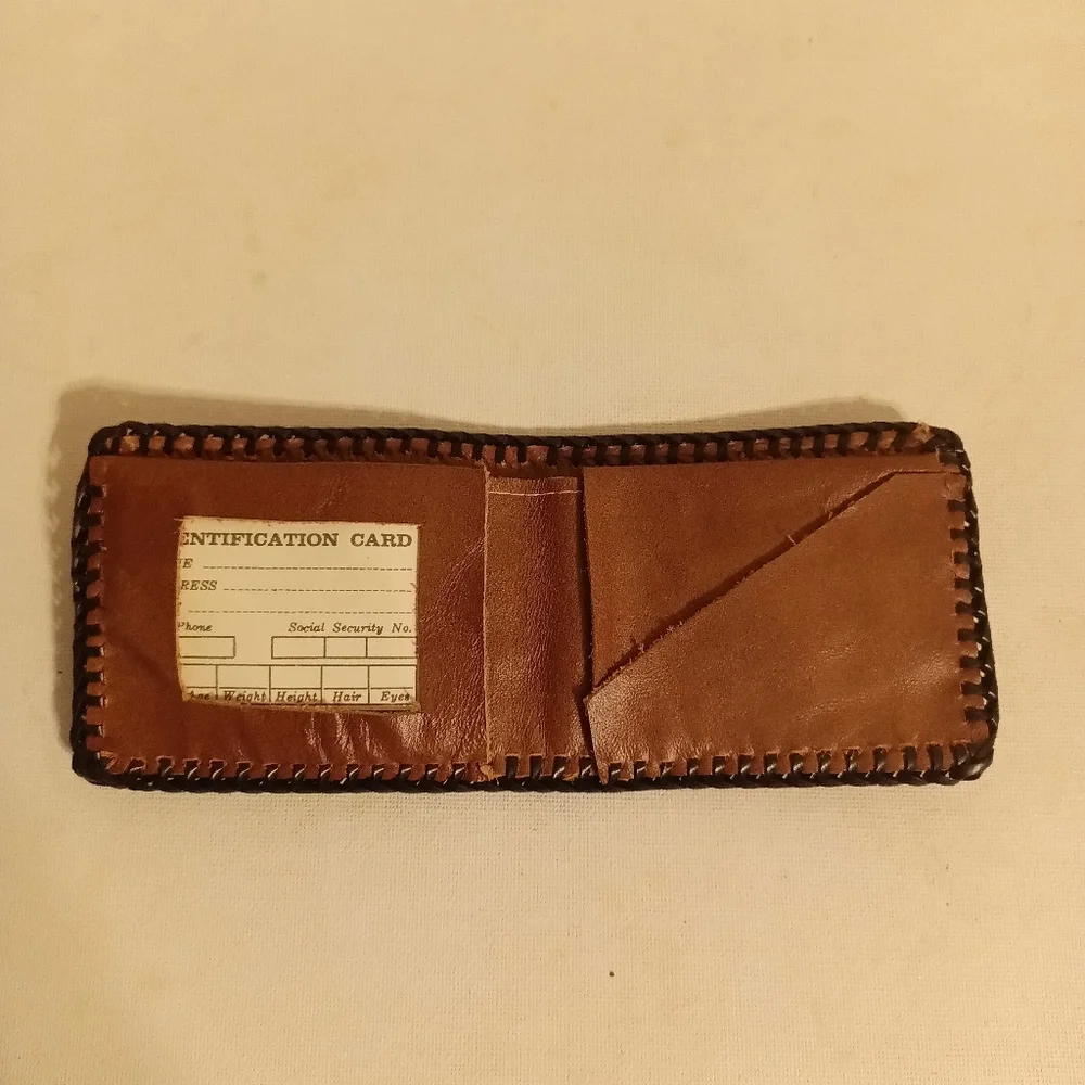 Vintage Brown leather horse western design tooled men's wallet